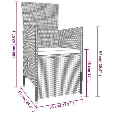 vidaXL 7 pcs conjunto de jantar para jardim com almofadões bege