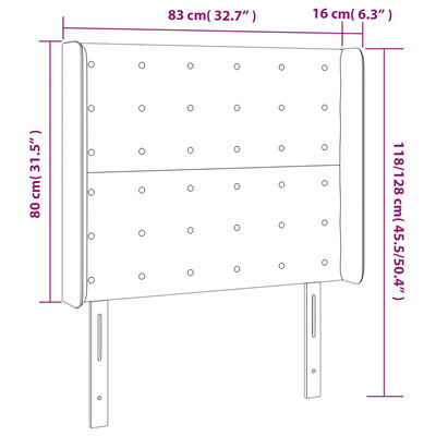 vidaXL Cabeceira cama c/ luzes LED veludo 83x16x118/128cm cinza-escuro