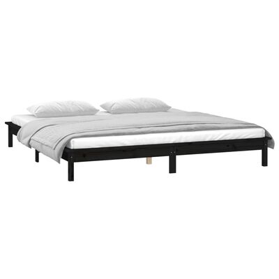 vidaXL Estrutura cama c/ LED pequena casal 120x190 cm pinho preto