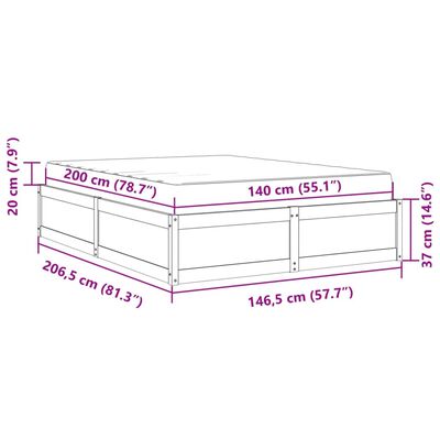 vidaXL Cama com colchão 140x200 cm madeira de pinho maciça branco