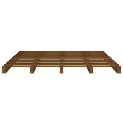 vidaXL Cama de paletes 140x190 cm pinho maciço castanho mel