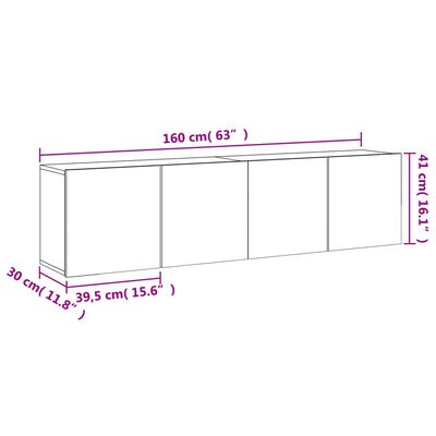 vidaXL Móveis de parede para TV 2 pcs 80x30x41 cm cinzento cimento