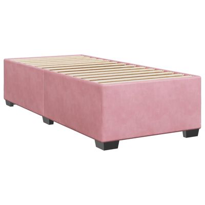 vidaXL Cama com molas/colchão 100x200 cm veludo rosa