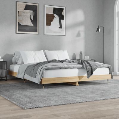 vidaXL Estrutura de cama 200x200 cm derivados madeira carvalho sonoma