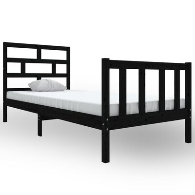 vidaXL Estrutura de cama 100x200 cm madeira de pinho maciça preto