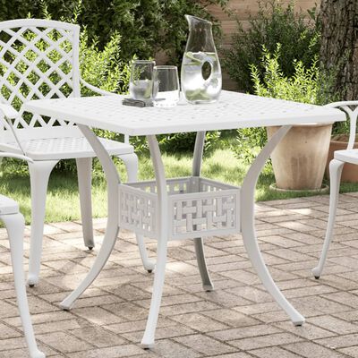 vidaXL Mesa de jardim 80x80x75 cm alumínio fundido branco