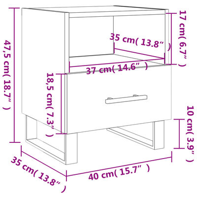 vidaXL Mesas de cabeceira 2 pcs 40x35x47,5 cm deriv. de madeira branco