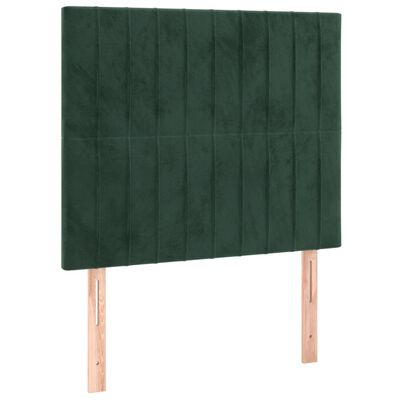 vidaXL Cama box spring c/ colchão/LED 90x190 cm veludo verde-escuro