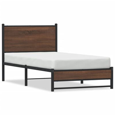 vidaXL Estrutura de cama sem colchão 90x200 cm metal carvalho castanho