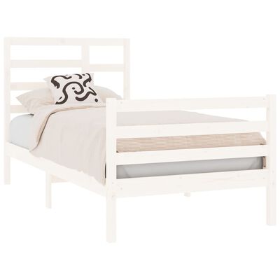 vidaXL Estrutura de cama solteiro 90x190 cm madeira maciça branco