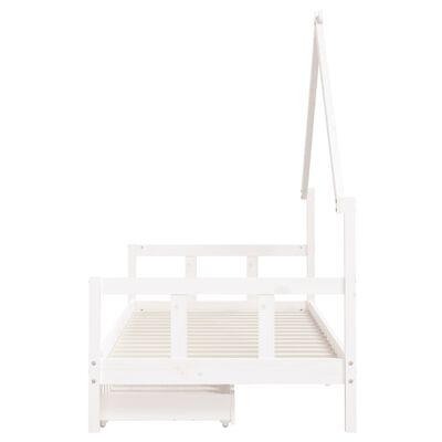 vidaXL Estrutura cama infantil c/ gavetas 90x200cm pinho maciço branco