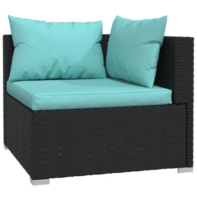 vidaXL 12 pcs conjunto lounge de jardim c/ almofadões vime PE preto