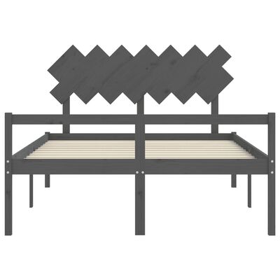 vidaXL Cama para idosos king size com cabeceira madeira maciça cinza