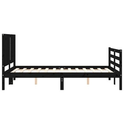 vidaXL Estrutura de cama com cabeceira 120x200cm madeira maciçao preto