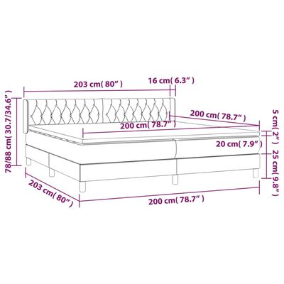 vidaXL Cama com molas/colchão 200x200 cm veludo cinzento-escuro