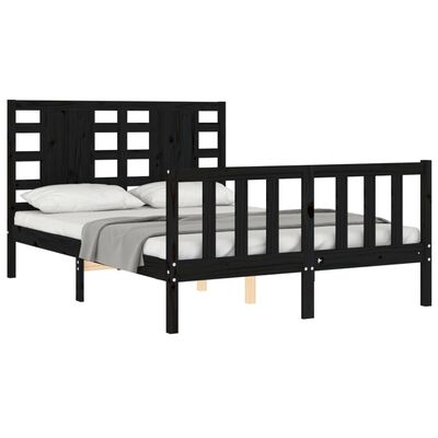 vidaXL Estrutura de cama com cabeceira 120x200cm madeira maciçao preto