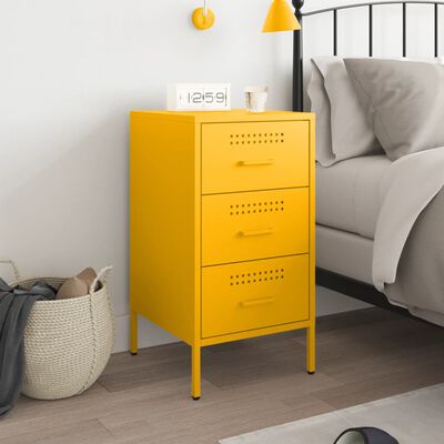 vidaXL Mesa de cabeceira 36x39x68 cm aço amarelo mostarda