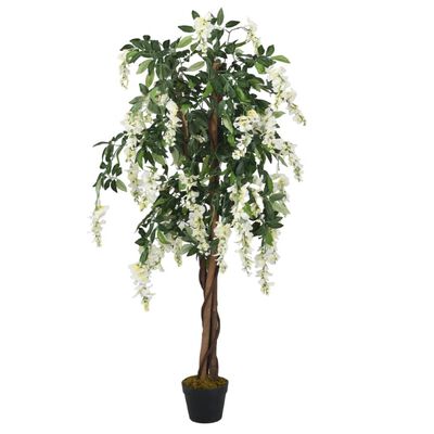 vidaXL Glicínia artificial 840 folhas 120 cm verde e branco