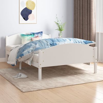 vidaXL Estrutura de cama 140x200 cm pinho maciço branco