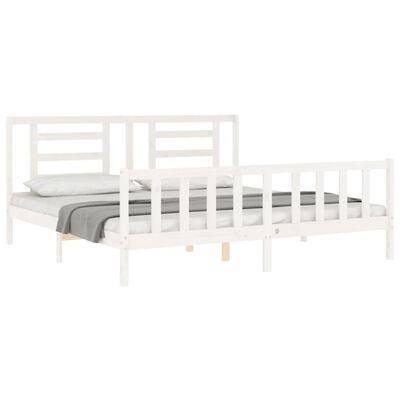 vidaXL Estrutura cama Super King Size c/ cabeceira madeira branco