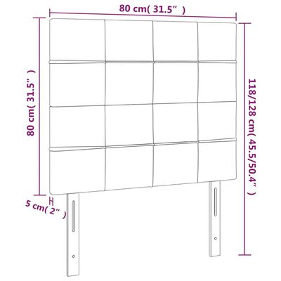 vidaXL Cabeceira de cama 2 pcs tecido 80x5x78/88 cm cinzento-escuro