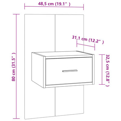 vidaXL Mesas de cabeceira montagem na parede 2 pcs cinzento sonoma