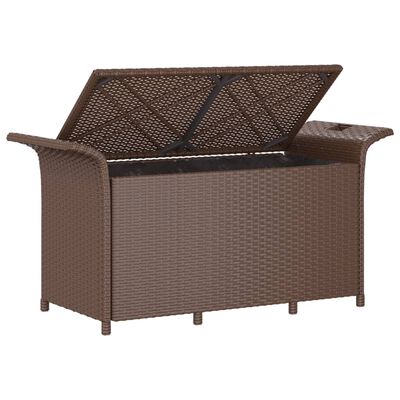 vidaXL Banco de jardim com almofadão 116x46x57 cm vime PE castanho