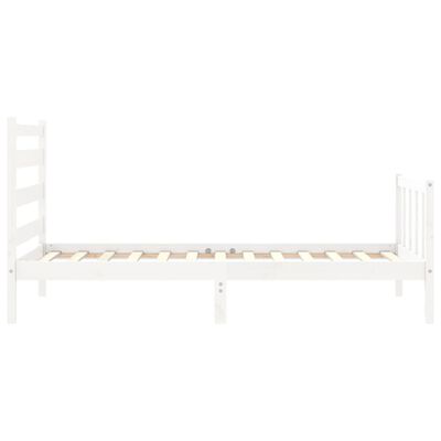 vidaXL Estrutura de cama com cabeceira 90x190 cm madeira maciça branco