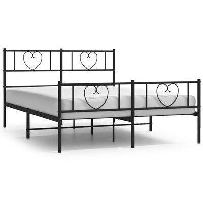 vidaXL Estrutura de cama com cabeceira e pés 150x200 cm metal preto