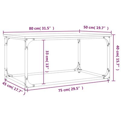 vidaXL Mesa de centro 80x50x40 cm derivados de madeira/ferro preto