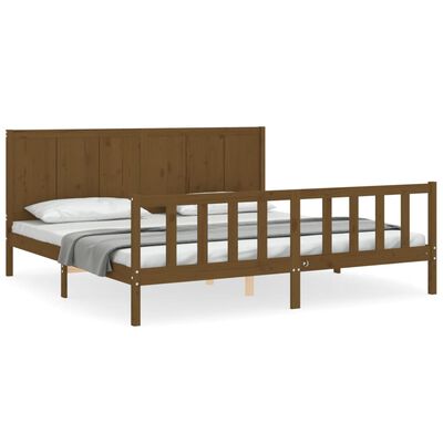 vidaXL Estrutura cama c/ cabeceira 200x200cm maciço castanho-mel