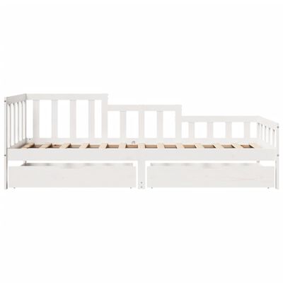 vidaXL Sofá-cama c/ gavetas 90x200cm madeira de pinho maciça branco