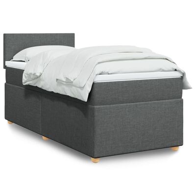 vidaXL Cama box spring com colchão solteiro tecido cinzento-escuro