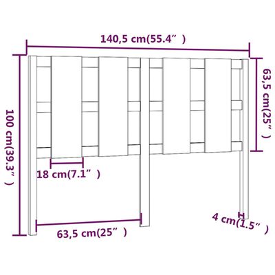 vidaXL Cabeceira de cama 140,5x4x100 cm pinho maciço castanho mel