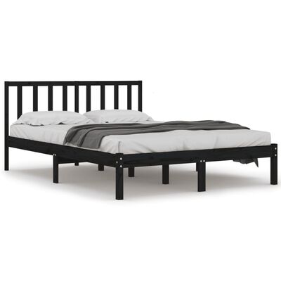 vidaXL Estrutura de cama super king 180x200 cm pinho maciço preto