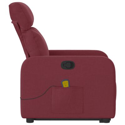 vidaXL Poltrona de massagens reclin. elevatória tecido vermelho tinto