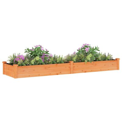 vidaXL Canteiro elevado c/ forro 240x60x25 cm abeto maciço castanho