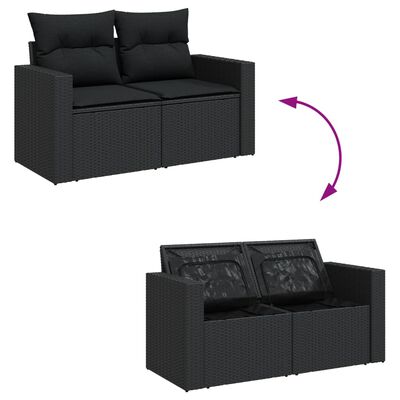 vidaXL 14 pcs conjunto de sofás p/ jardim c/ almofadões vime PE preto