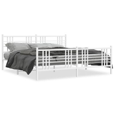 vidaXL Estrutura de cama com cabeceira e pés 200x200 cm metal branco