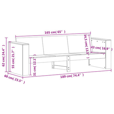 vidaXL 2 pcs conjunto lounge de jardim madeira de pinho maciça branco