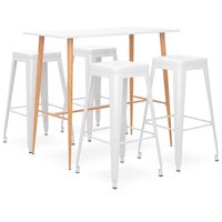 vidaXL 5 pcs conjunto de bar branco