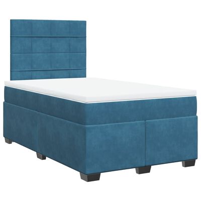 vidaXL Cama boxspring com colchão 120x190 cm veludo azul