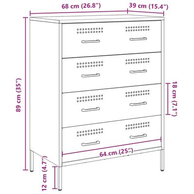 vidaXL Aparador 68x39x89 cm aço antracite