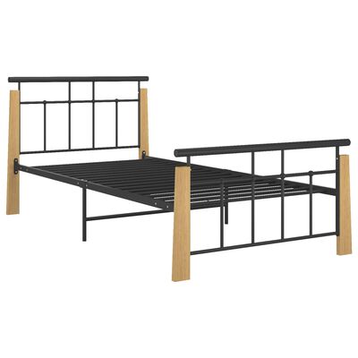 vidaXL Estrutura de cama 90x200 cm metal e madeira de carvalho maciça