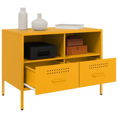 vidaXL Móvel de TV 68x39x50,5 cm aço amarelo mostarda