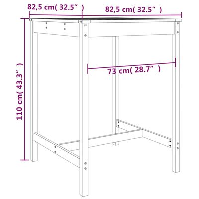 vidaXL 5 pcs conjunto de bar para jardim pinho maciço preto