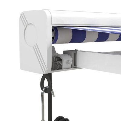 vidaXL Toldo retrátil 4x3 m tecido e alumínio azul e branco