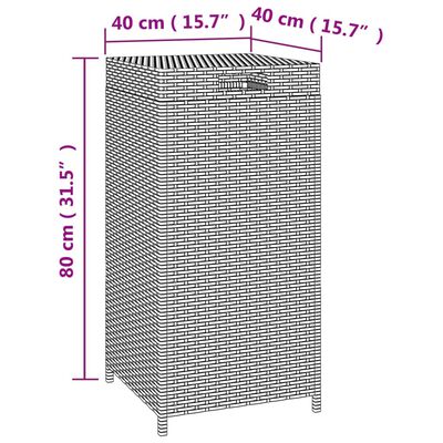 vidaXL Caixote do lixo 40x40x80 vime PE castanho