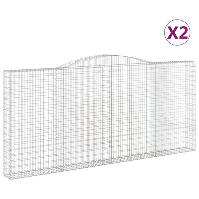 vidaXL Cestos gabião arqueados 2pcs 400x30x180/200cm ferro galvanizado