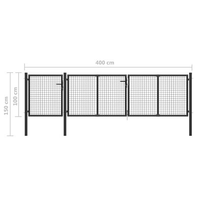 vidaXL Portão de jardim 400x100 cm aço antracite